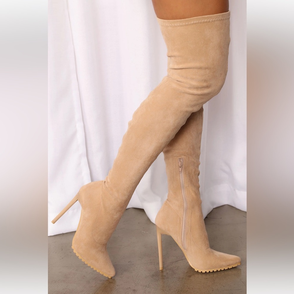 Tan over the knee boots